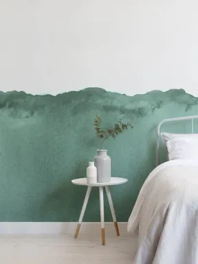 Green Wave Watercolor Wallpaper Mural