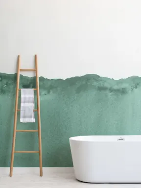 Green Wave Watercolor Wallpaper Mural