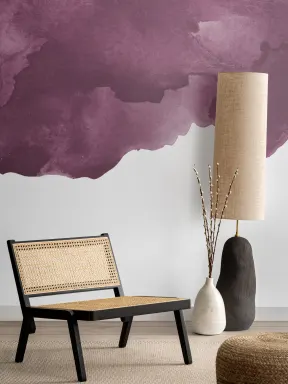 Papier Peint Panoramique Nuage Violet Foncé dans Effet Aquarelle