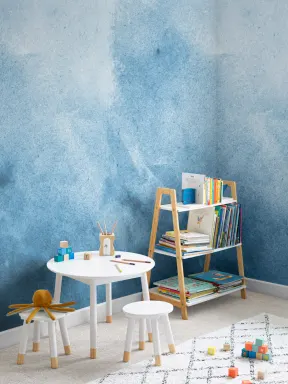 Blue Grunge Watercolor Paint Wallpaper Mural