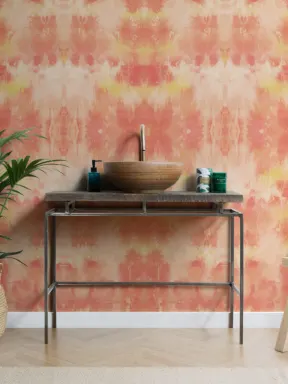 Bright Orange Tie Dye Print Wallpaper Mural