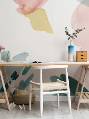 Multi-Colored Abstract Watercolor Brush Strokes Wallpaper Mural