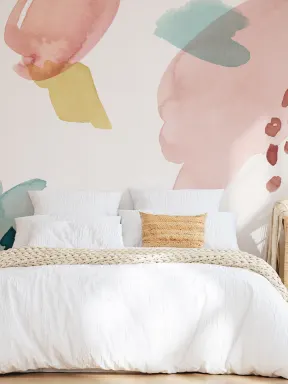 Papier Peint Panoramique à l’Aquarelle avec Formes Abstraites Multicolore