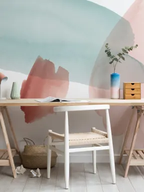 Fototapete Abstrakte Aquarellfarbe Blau und Pink