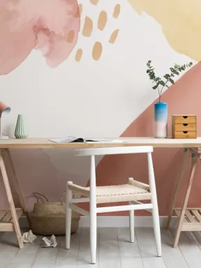 Red Clay & Peach Abstract Watercolor Brush Strokes Wallpaper Mural