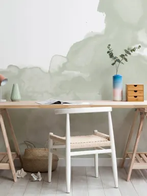 Panoramique nuage d’aquarelle en vert sauge