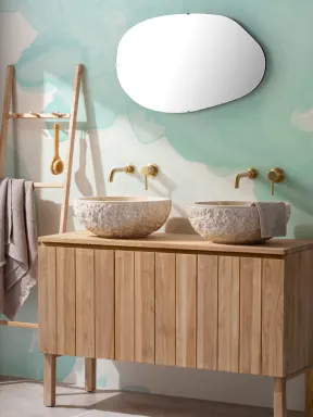 Pastel Green & Blue Ombre Watercolor Inkspill Wall Mural