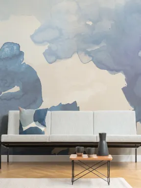 Panoramique taches d’aquarelle en bleu