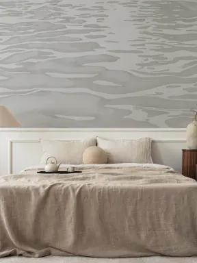 Neutral Hand Painted Water Ripple Mural