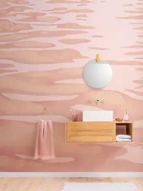 Peach Hand Painted Water Ripple Mural