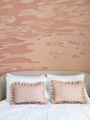 Peach Hand Painted Water Rippling Effect Mural