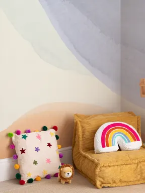 Bright Calming Acuarela Formas Mural Abstracto
