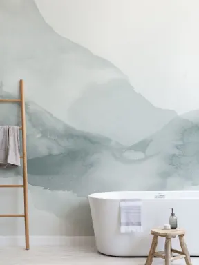 Blue Rippling Abstract Watercolor Mural