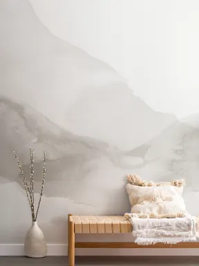 Beige Rippling Abstract Watercolor Mural