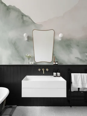 Green Surging Abstract Watercolor Mural