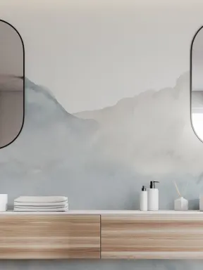 Blue Surging Abstract Watercolor Mural
