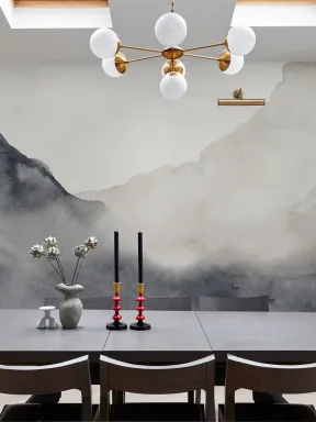 Navy Surging Abstract Watercolor Mural