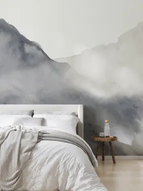 Navy Surging Abstract Watercolor Mural