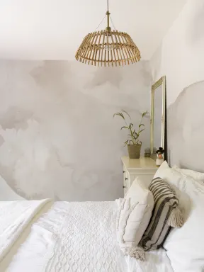 Papier peint panoramique aquarelle abstraite Beige