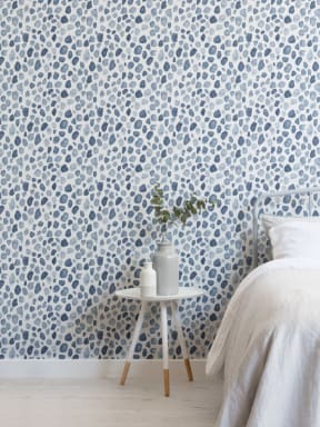 Blue Watercolor Paint Spot Pattern Wallpaper Mural