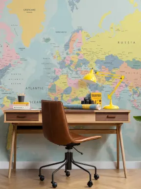 Pastel World Map Wallpaper Mural