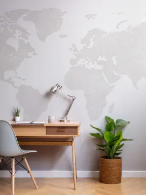 Panoramique Carte du Monde en Blanc