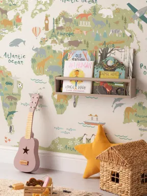 Papier Peint Panoramique Carte du Monde Enfant Illustrée