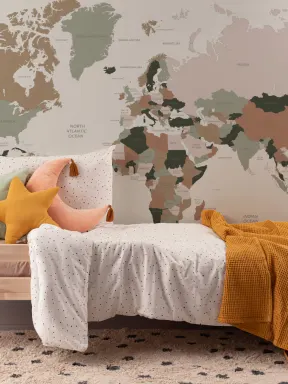 Fototapete Mit Weltkarte In neutralen Pastellfarben