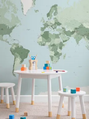 Multicolor World Map Adventure Wall Mural