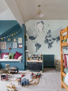 Venture Blue World Map Adventure Mural