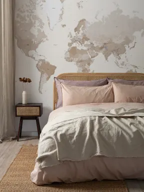 Neutral World Map Adventure Travel Wall Mural