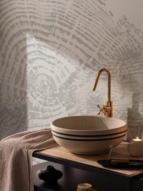Light Gray Scandinavian Wood Print Wallpaper Mural