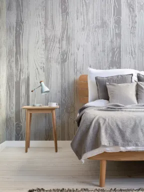 Neutral Printed Wood Panel Effect Wallpaper Mural