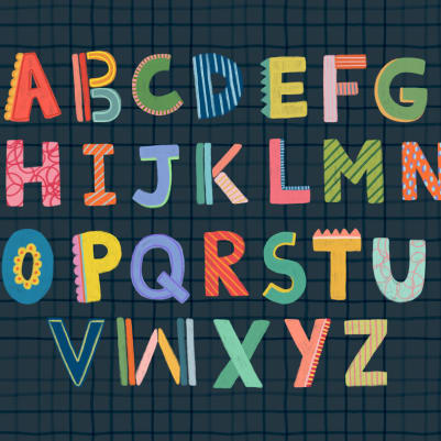 Alphabet Grid Navy pattern image