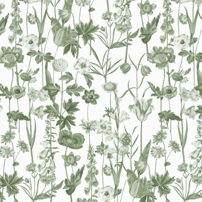 Posie Green & White pattern image