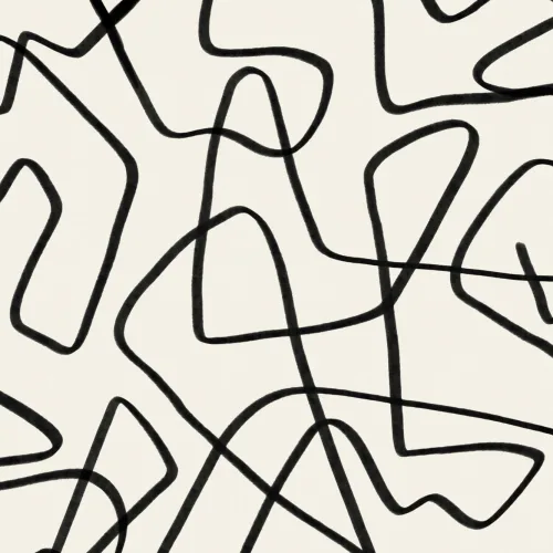 Black & Beige Abstract Doodle Wall Mural