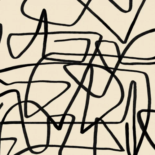 Bold Black & Beige Doodle Abstract Wallpaper Mural