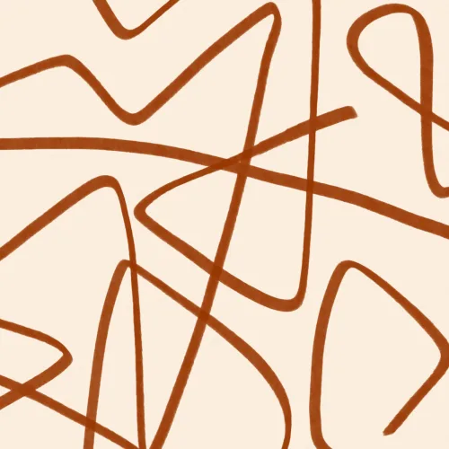 Terracotta & Beige Wavy Line Abstract Wallpaper Mural