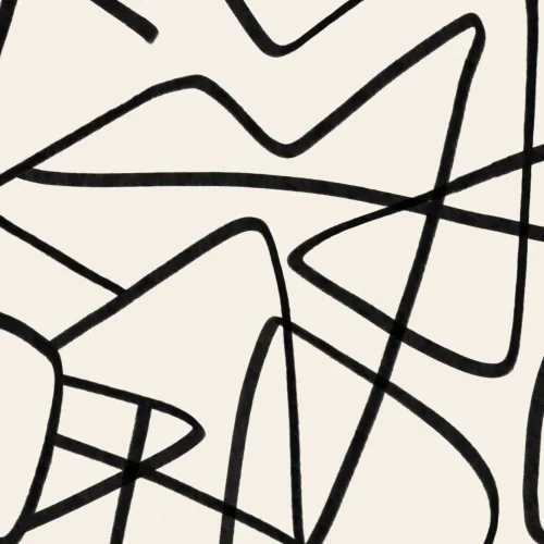 Black & Beige Abstract Line Art Wall Mural