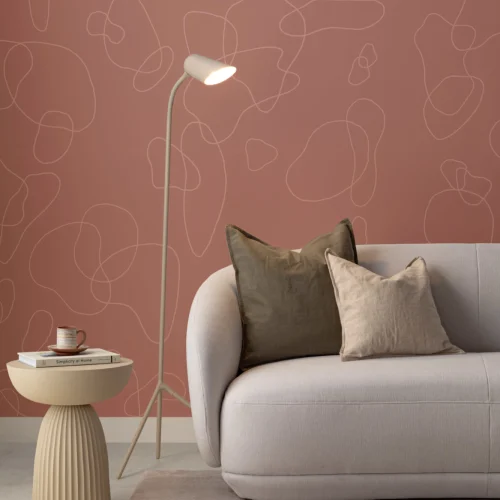 Terracotta Doodle Background Abstract Wallpaper Mural