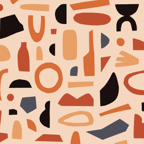 Negru & Orange Abstract Shapes Wallpaper Mural