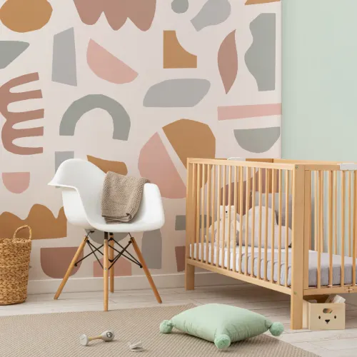 Pastel Rustic Abstract Shapes Wallpaper Mural