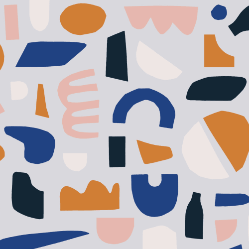Blue & Brown Rustic Abstract Shapes Wallpaper Mural