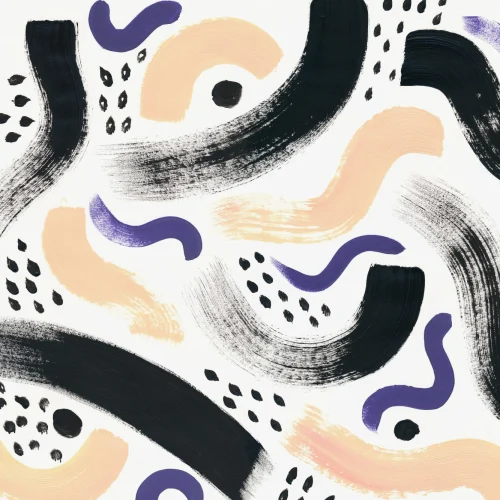 Black & Purple Paint Brush Strokes Abstract Wallpaper Mural
