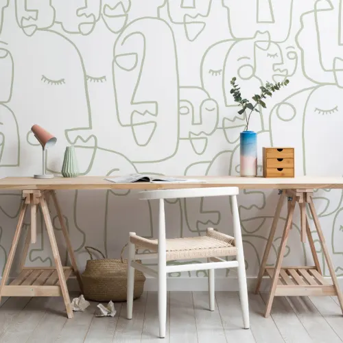 Stor Sage Line Drawing Face Fototapet