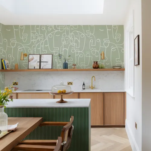Sage & White Face Wallpaper Mural