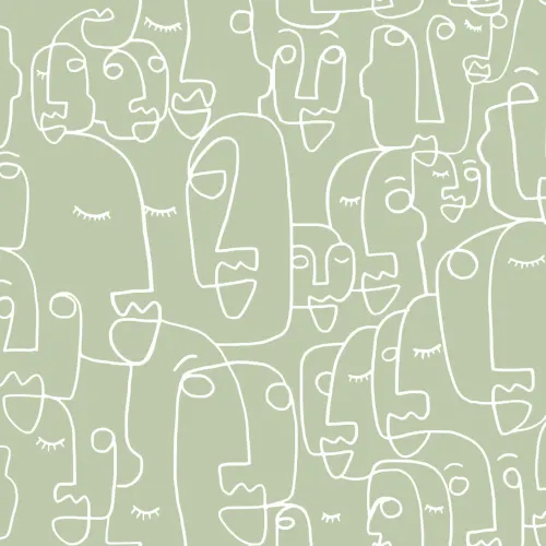 Sage & White Face Wallpaper Mural