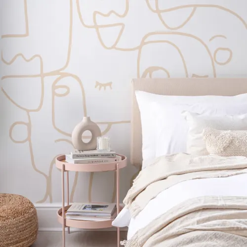 Mural de Papel de Parede de Rosto com Desenho de Linhas Grandes Nus
