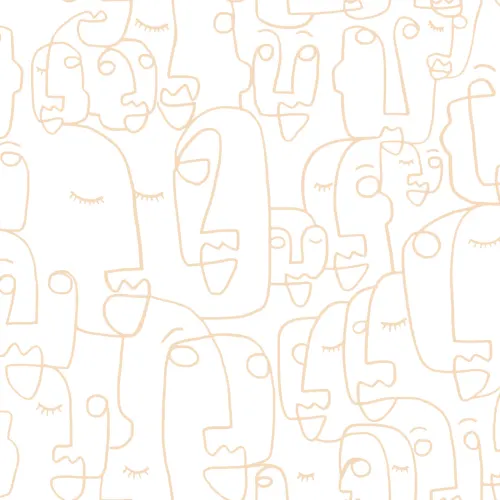 Mural de Papel de Parede de Rosto com Desenho de Linhas Grandes Nus