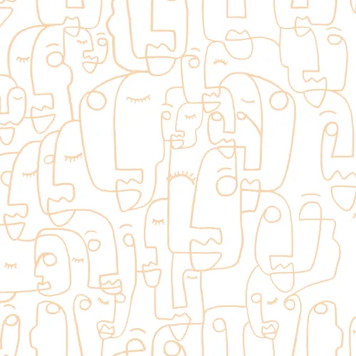 Mural de papel de parede de rosto com desenho de linhas nuas